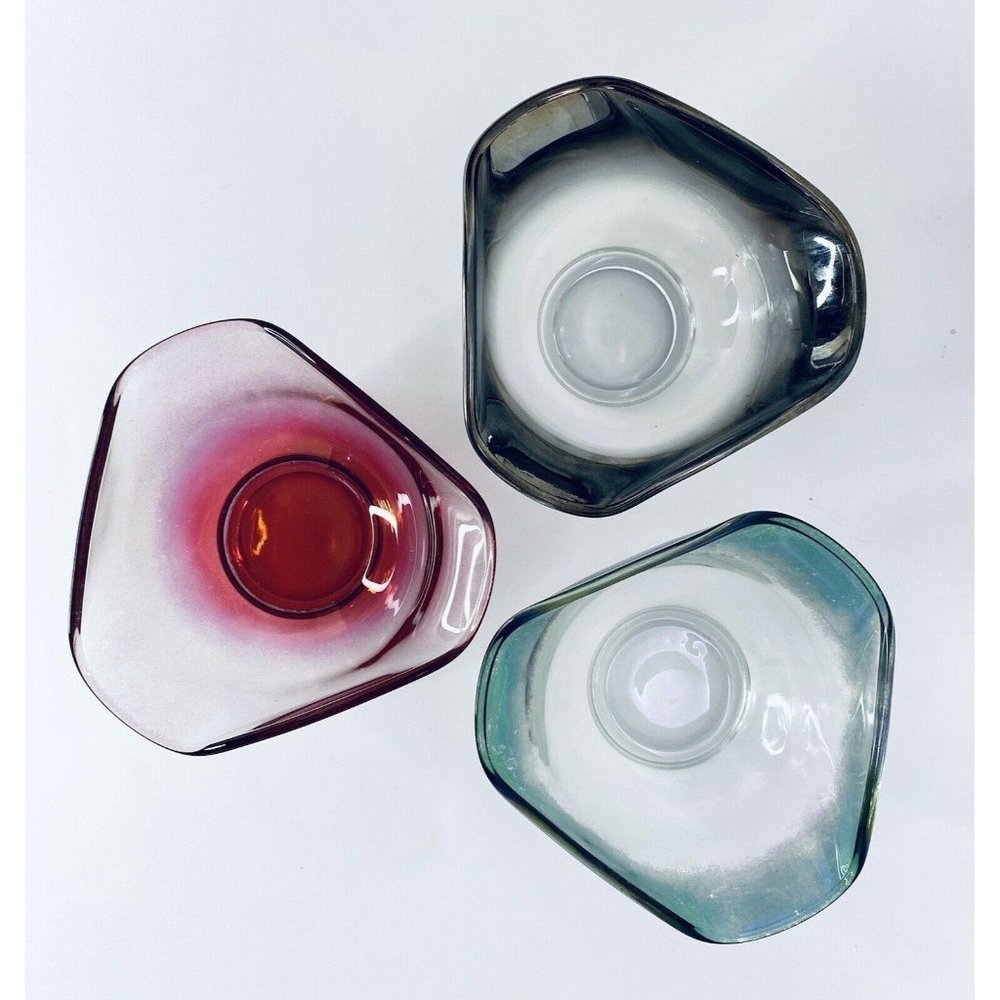 VINTAGE Silver, Pink, Blue Ombré  Glass Bowls